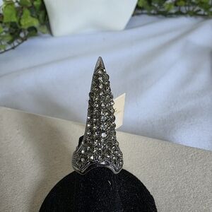 Silver with Rhinestones Claw Midi Ring